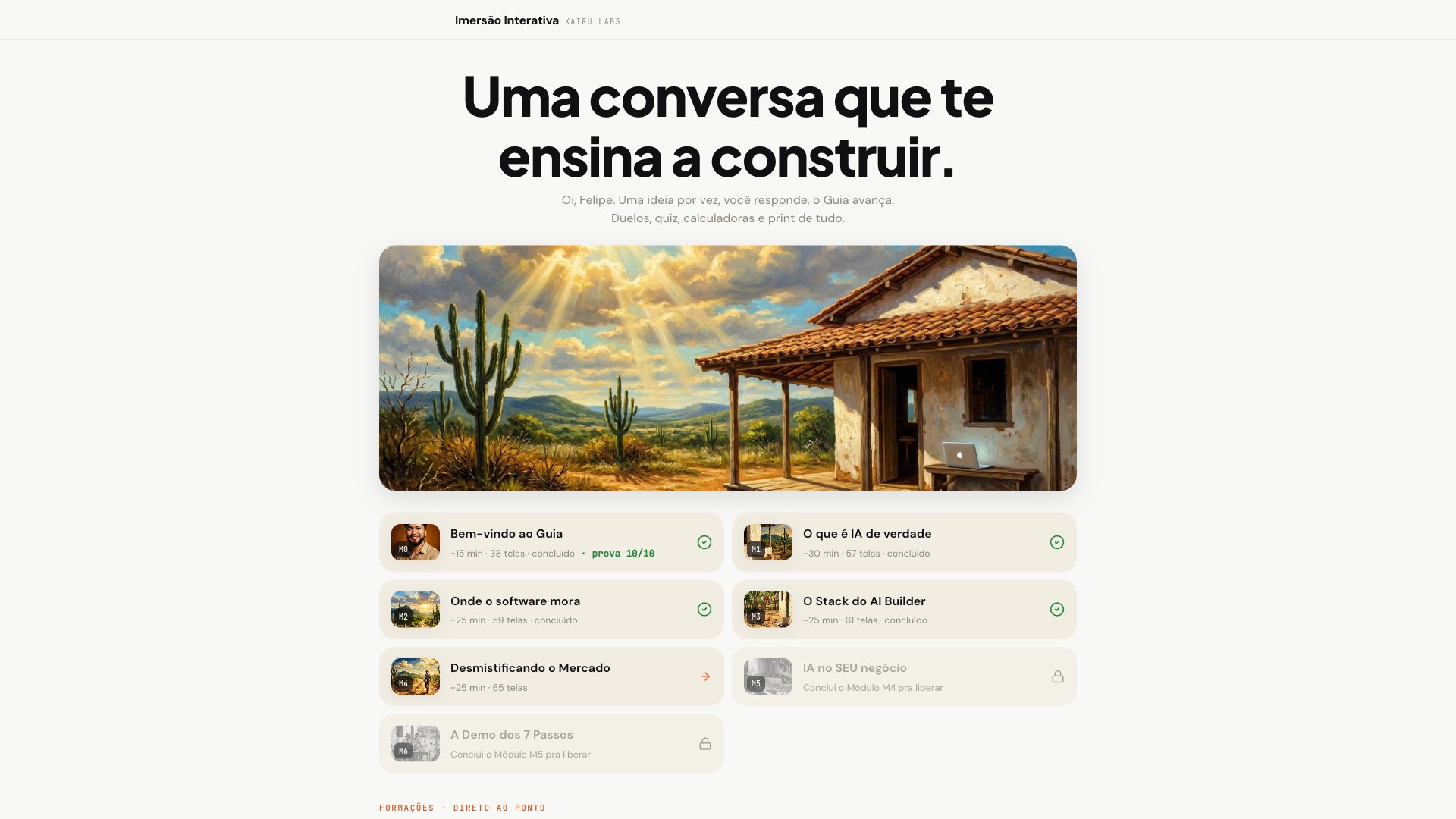 O Guia Kairu em uma mesa de trabalho